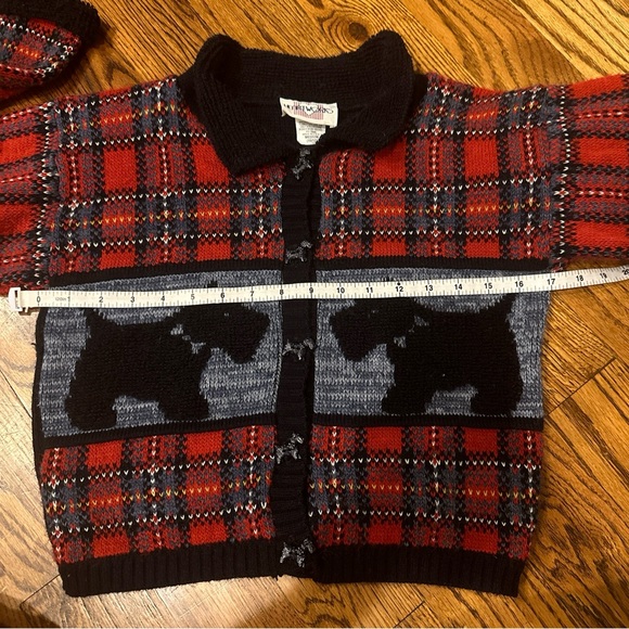 Heartworks Girls Size 10-12 Red Plaid Holiday Sweater Scottish Terrier Dogs - Picture 12 of 13